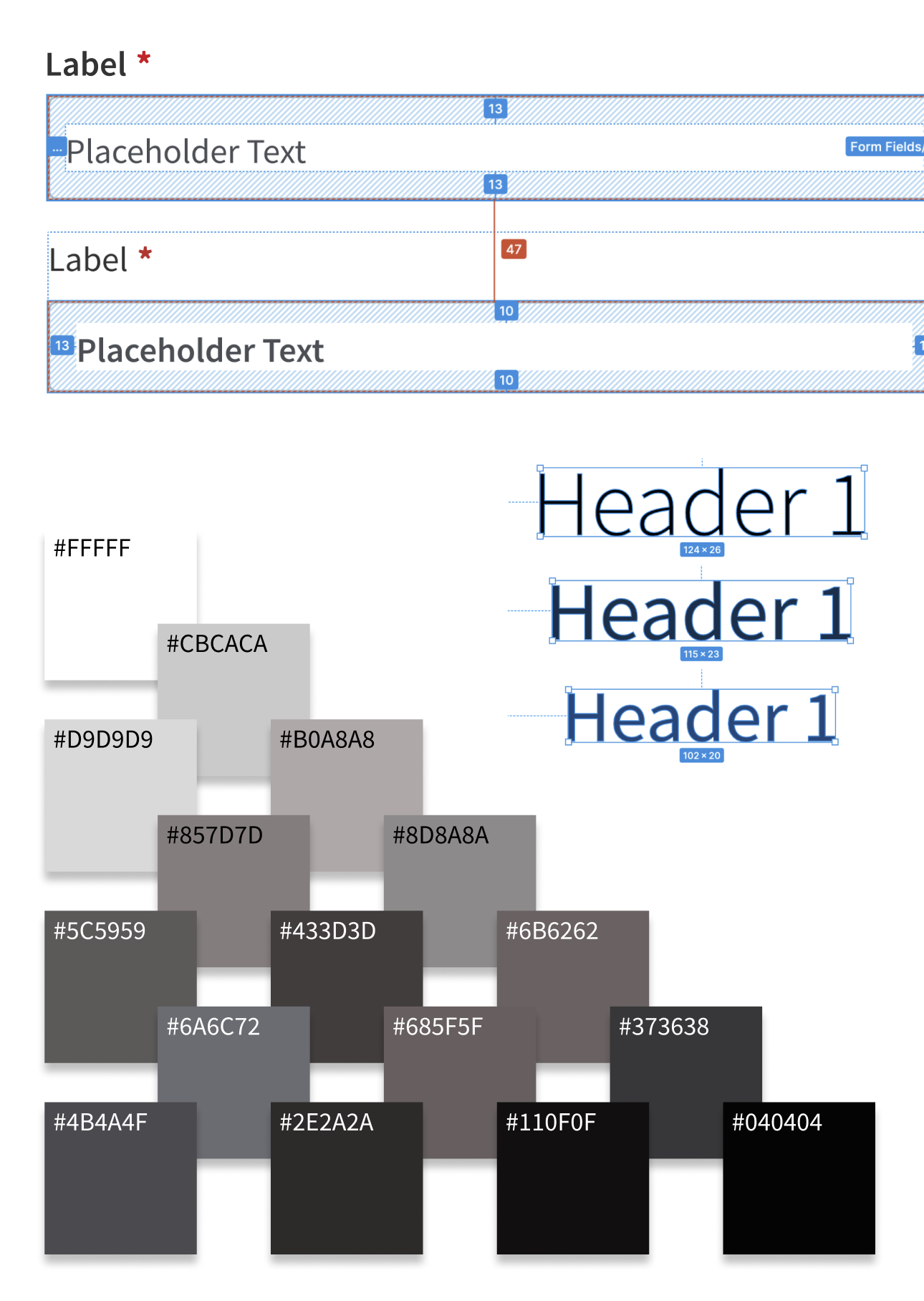 Audit of inconsistent grays, spacing, and typography across the legacy system